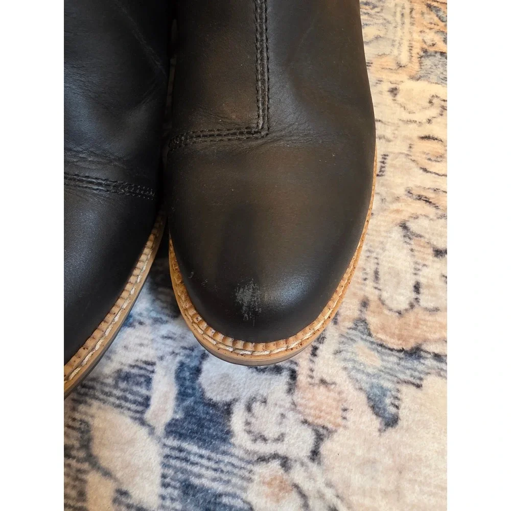 TOMS Women's Size 7.5 Black Leather Marina‎ Heeled Closed Toe Bootie